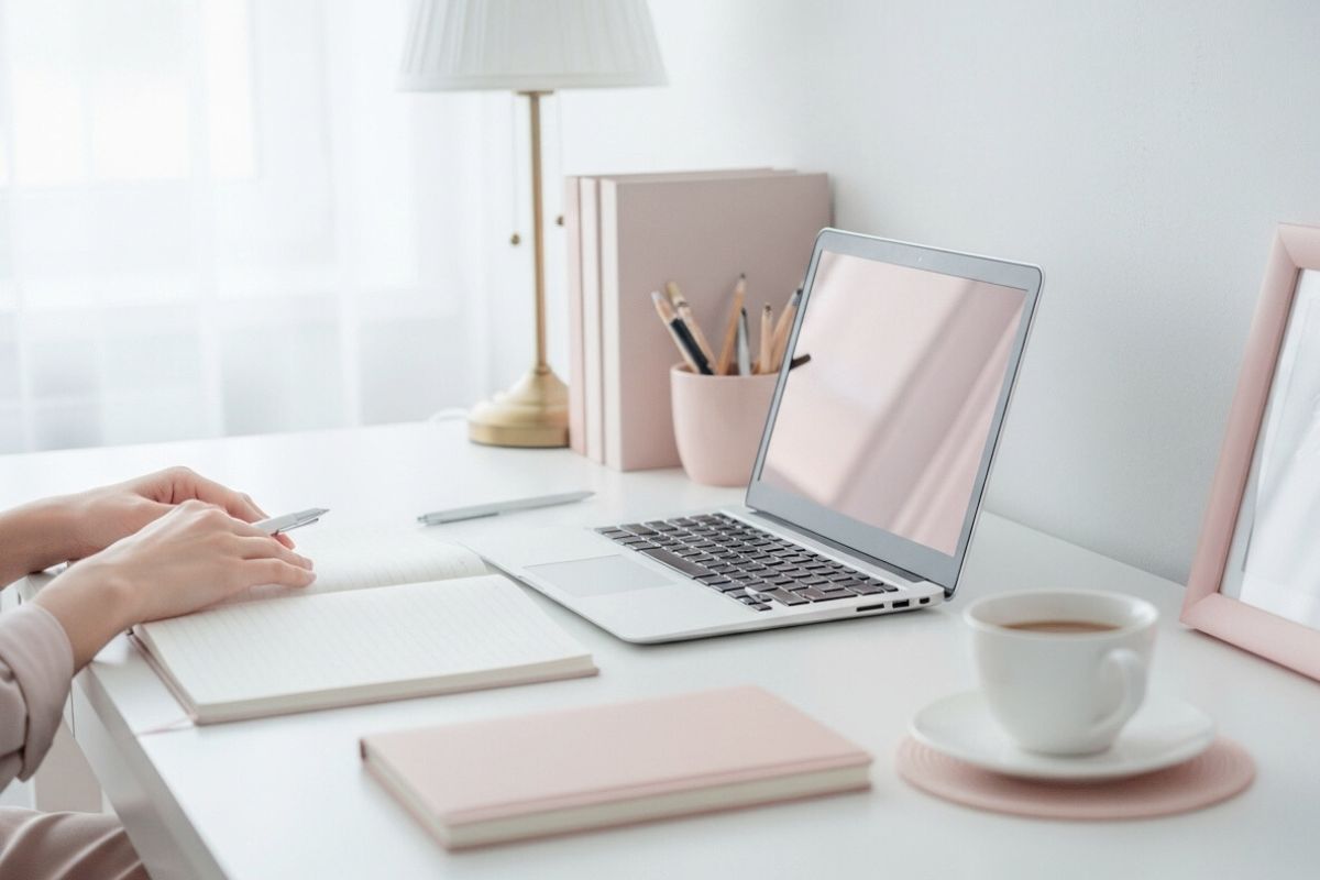 SWELLのプロフィール設定をイメージした明るいデスクの写真