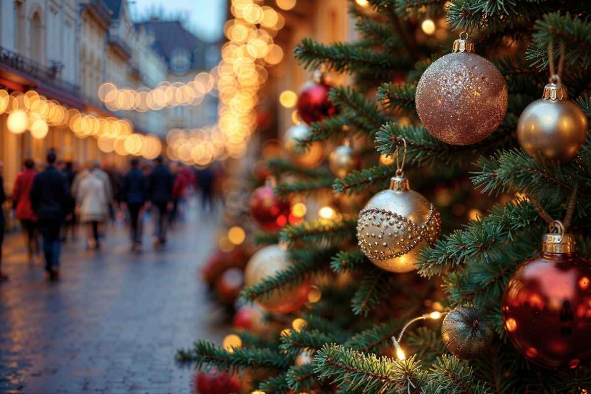 クリスマスツリーが飾られた街の風景イメージ