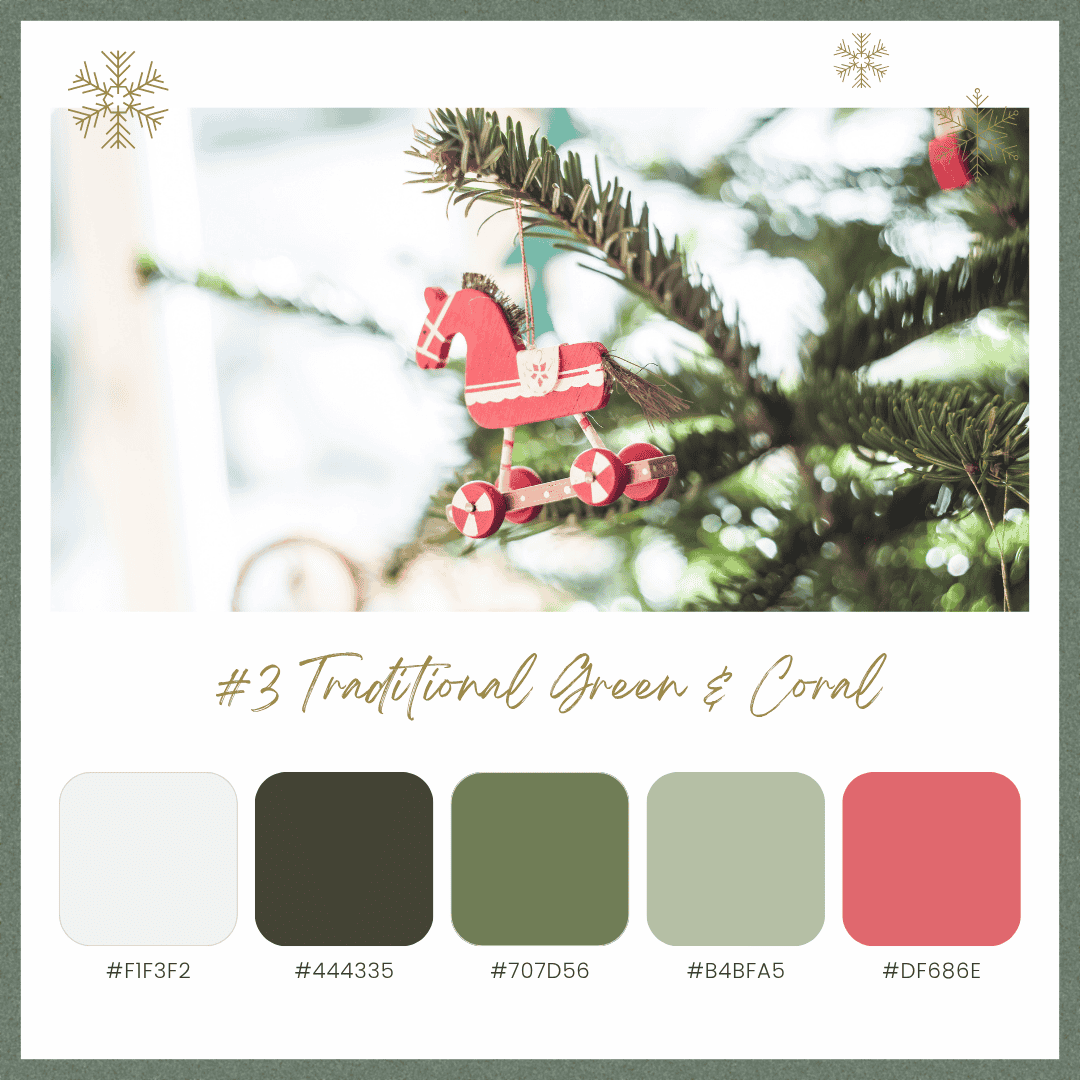 クリスマスカラーパレット3:トラディショナルグリーン&コーラル